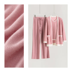 V-neck Cardigan Vest Pants Set