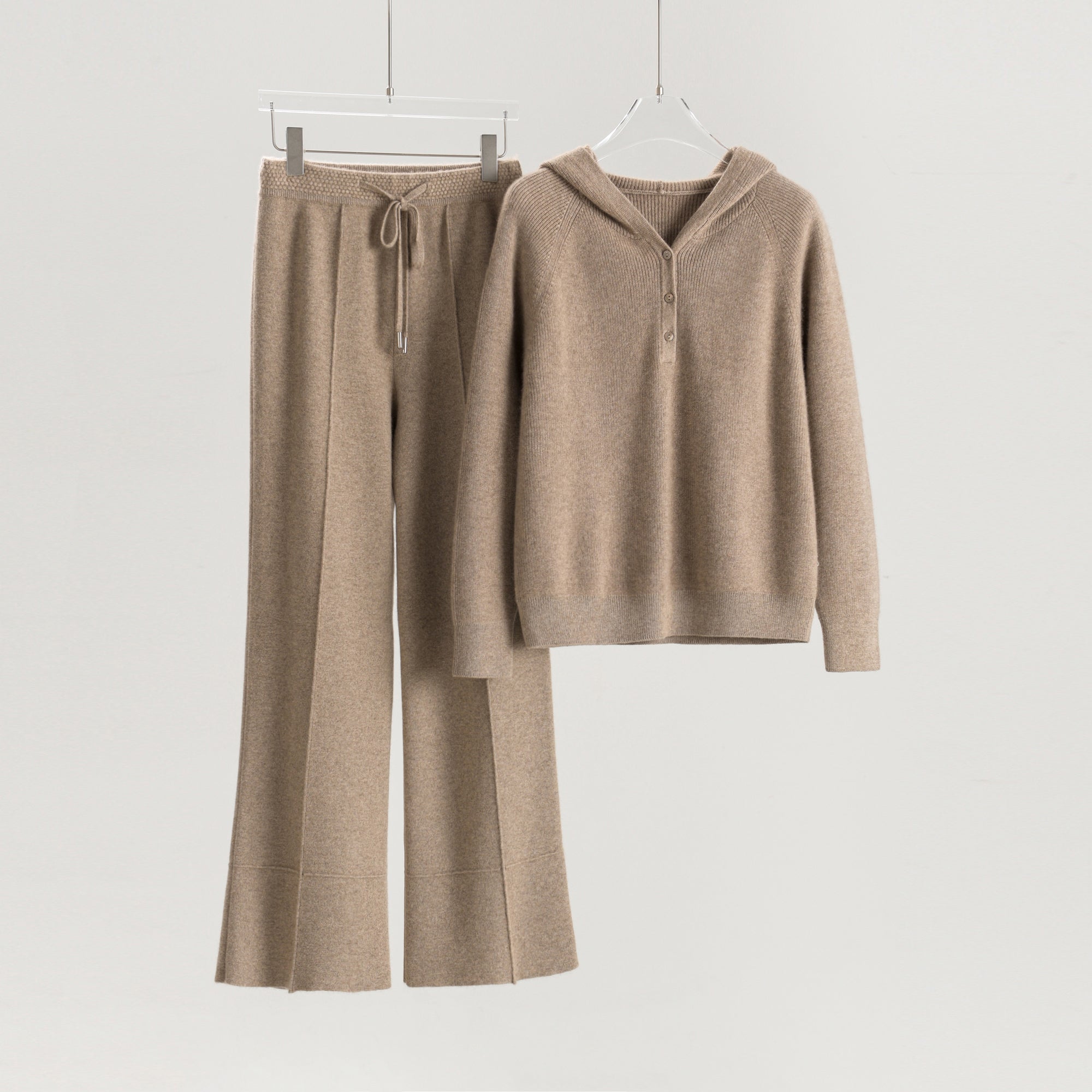 Hooded Half-Striped Pullover Loose Pants