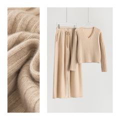 Thickened V-neck Pullover And Banana Pants