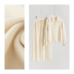 Lapel Terry Neck Cardigan Loose Pants