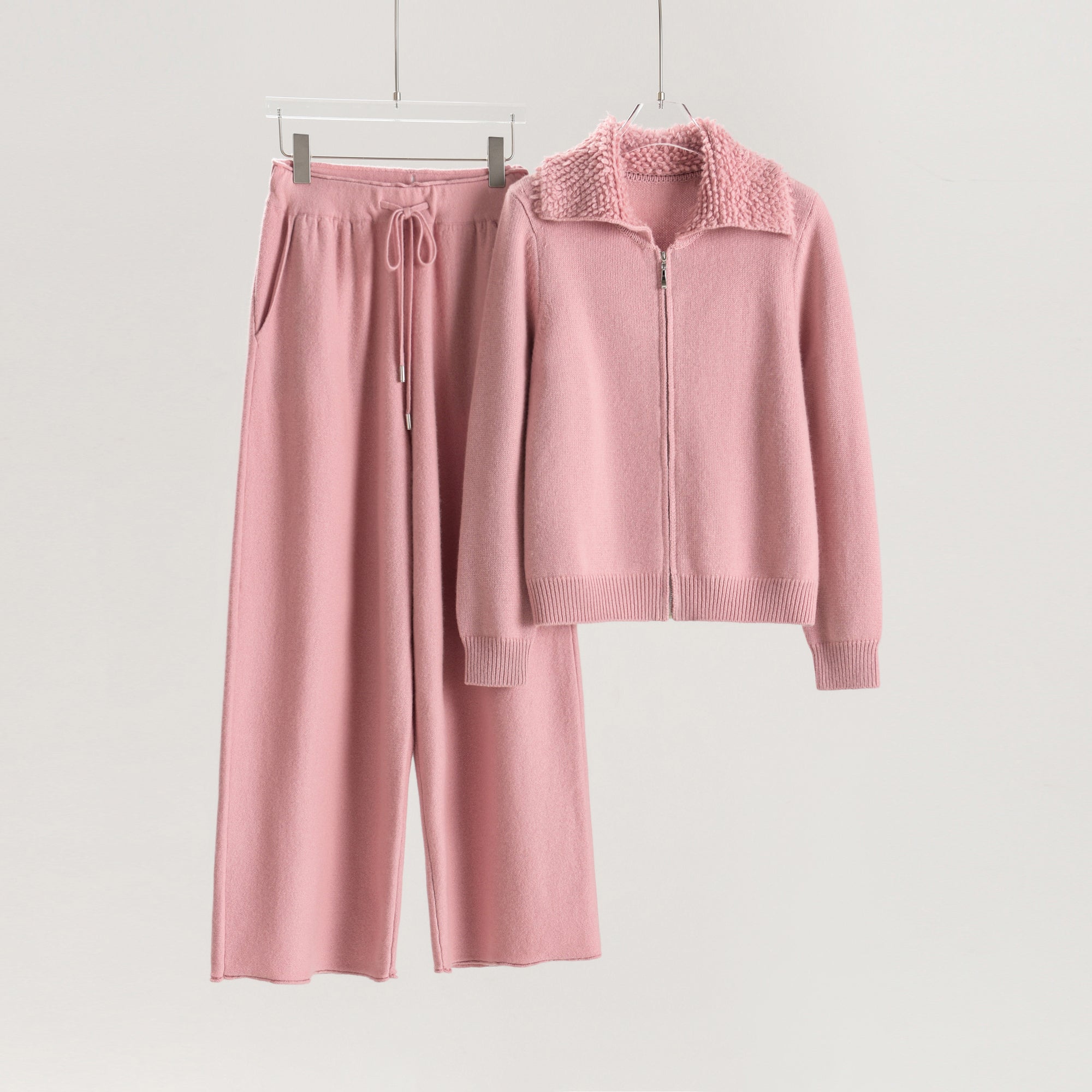 Lapel Terry Neck Cardigan Loose Pants