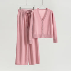 V-neck Cardigan Loose Trousers