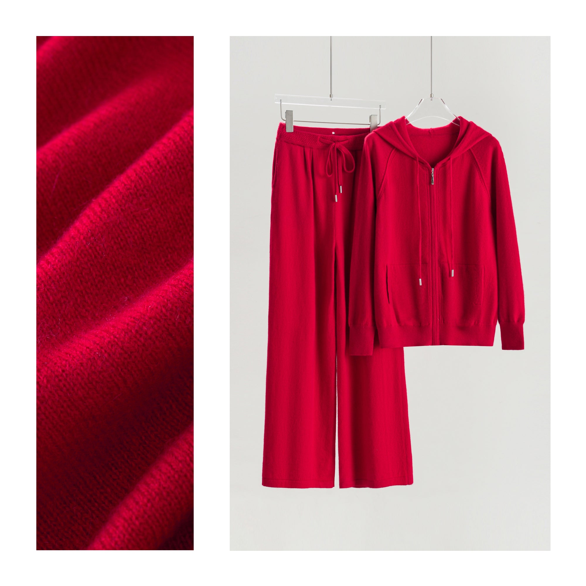 Hooded Zip-Up Cardigan Loose Pants