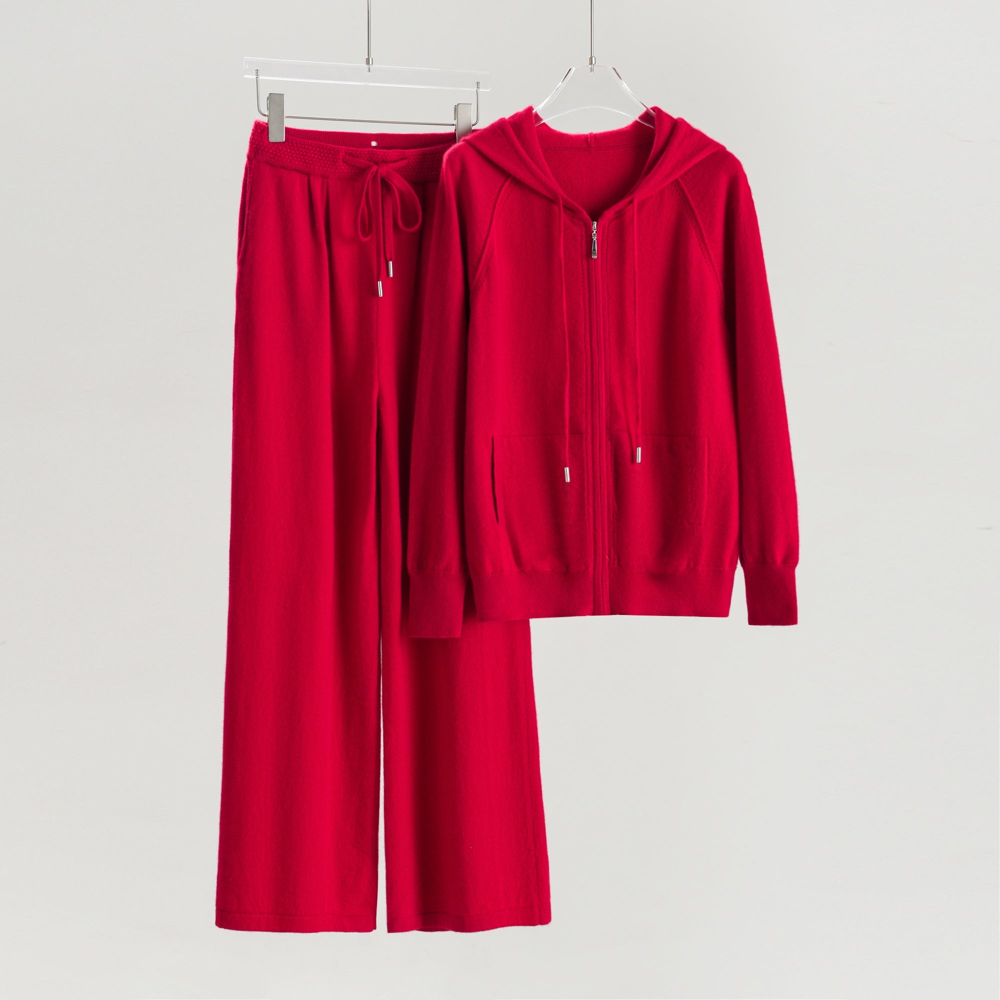 Hooded Zip-Up Cardigan Loose Pants