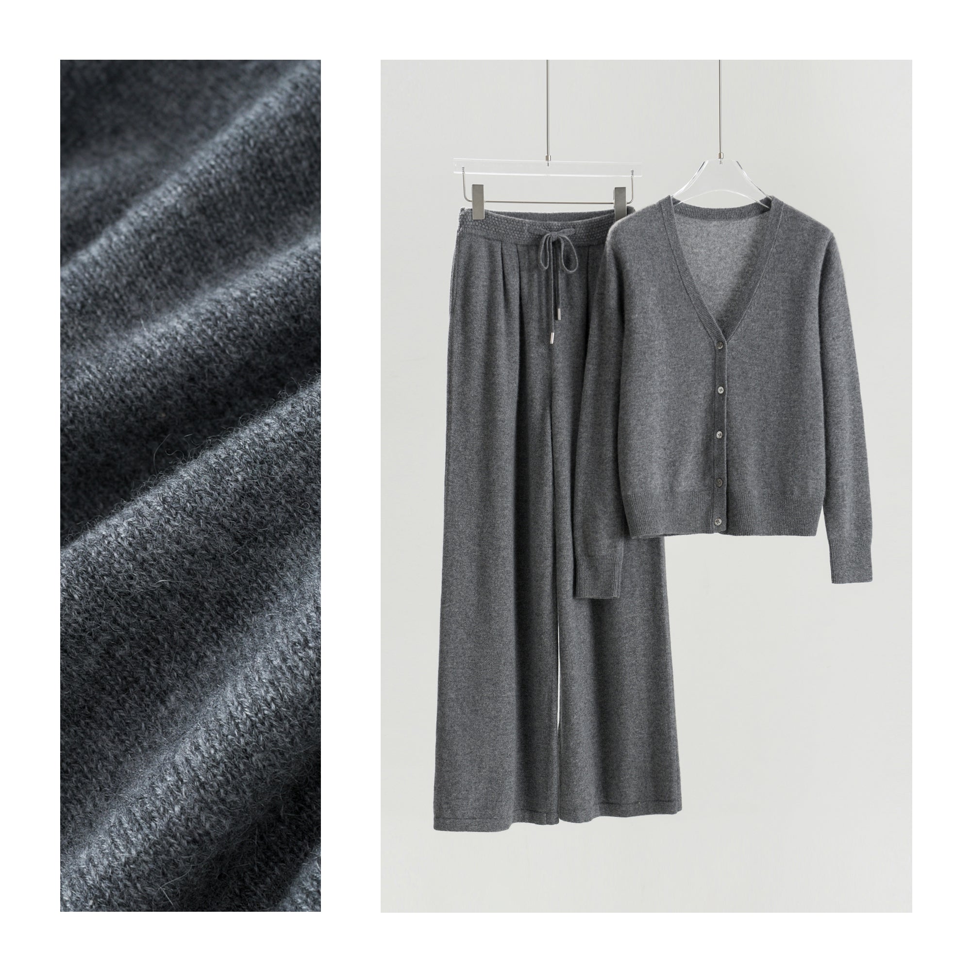 V-neck Cardigan Loose Trousers
