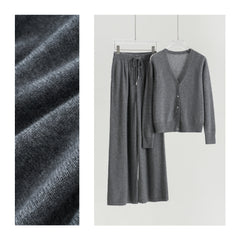 V-neck Cardigan Loose Trousers