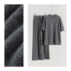 Half Turtleneck Cashmere Short Sleeve Loose Pants