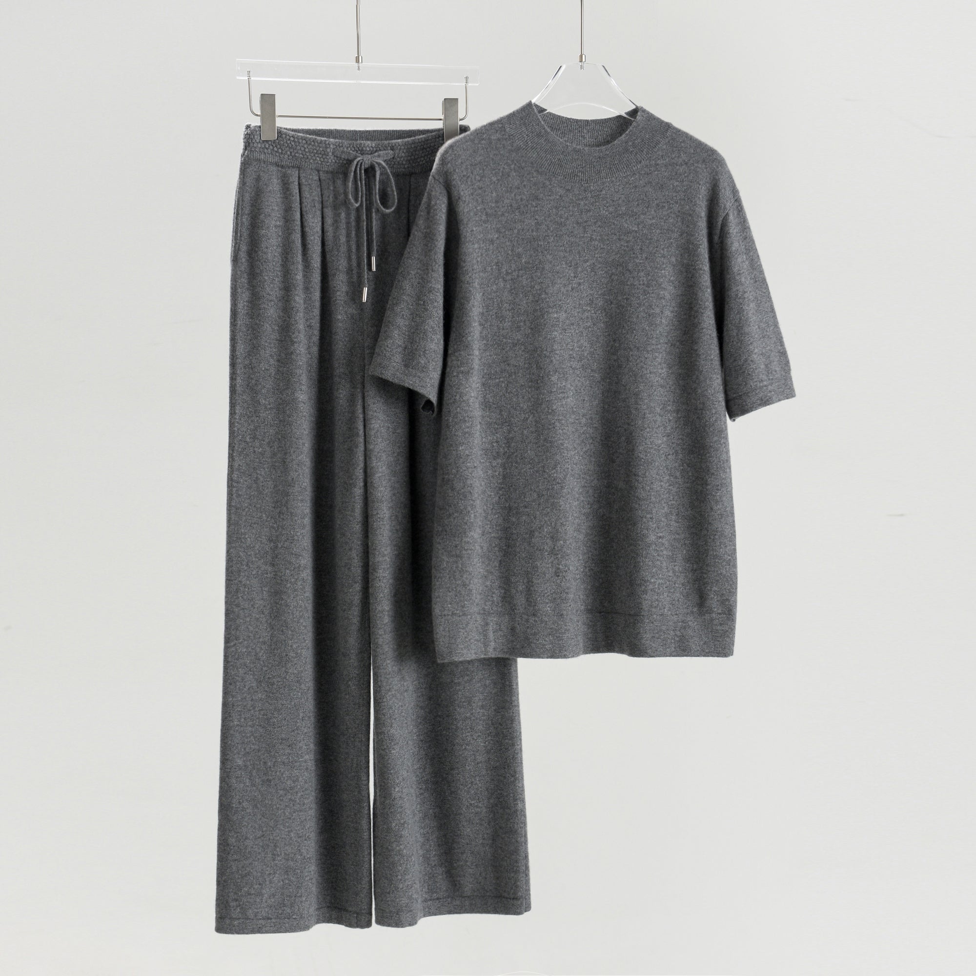 Half Turtleneck Cashmere Short Sleeve Loose Pants