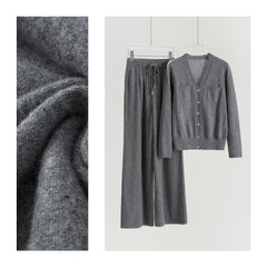 V-neck Cardigan Straight Pants