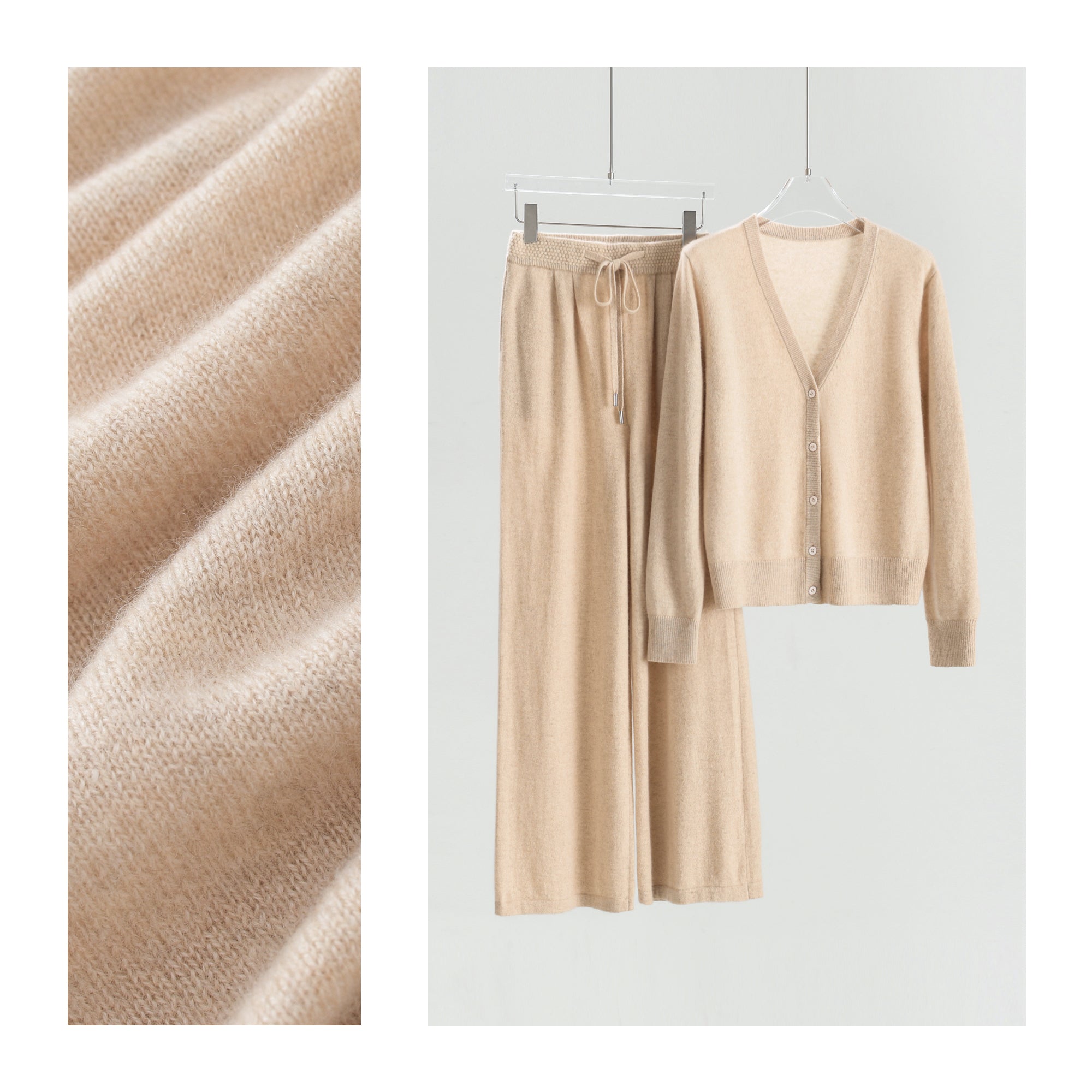 V-neck Cardigan Loose Trousers