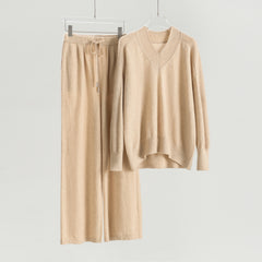 V-neck Pullover Wide-legPants Suit