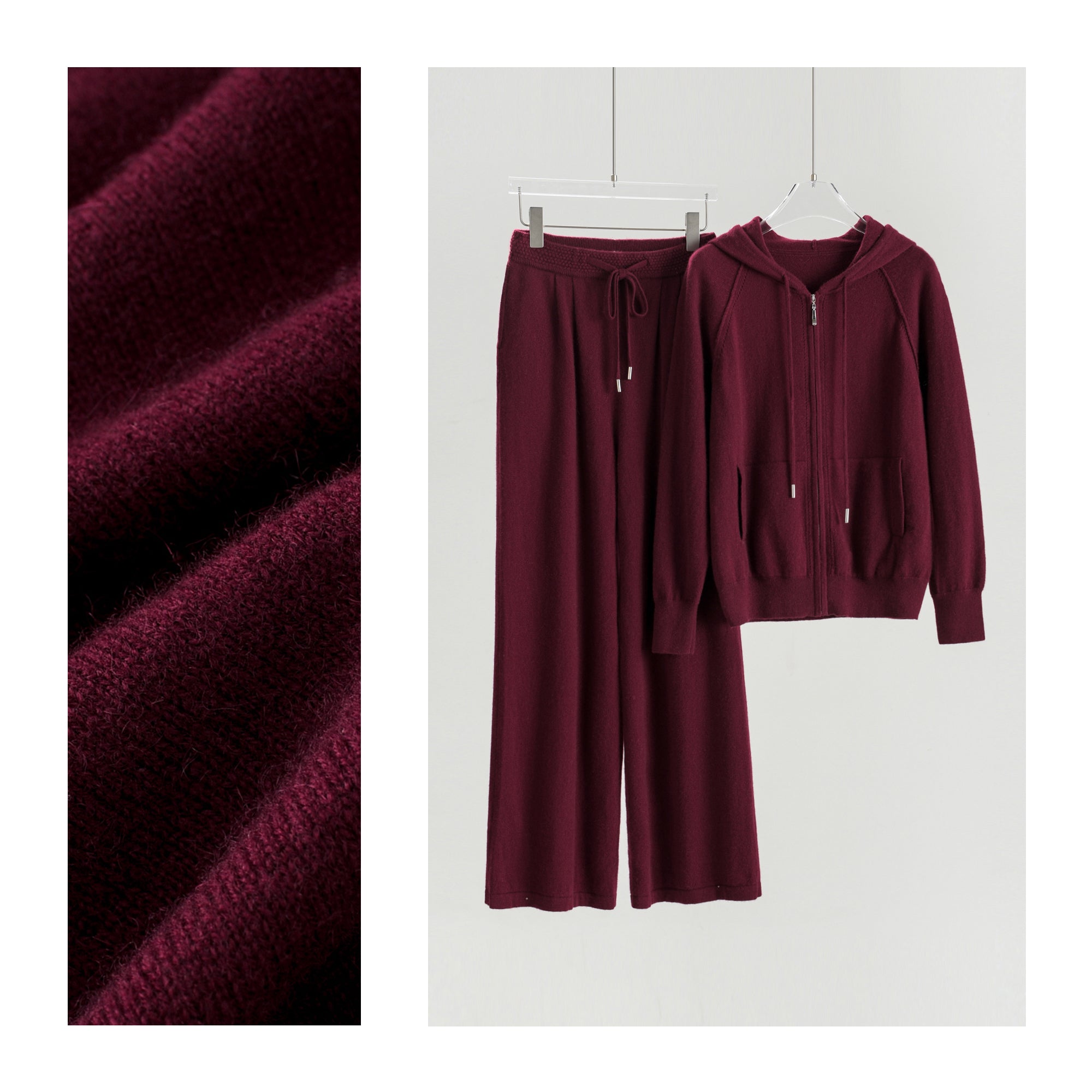 Hooded Zip-Up Cardigan Loose Pants