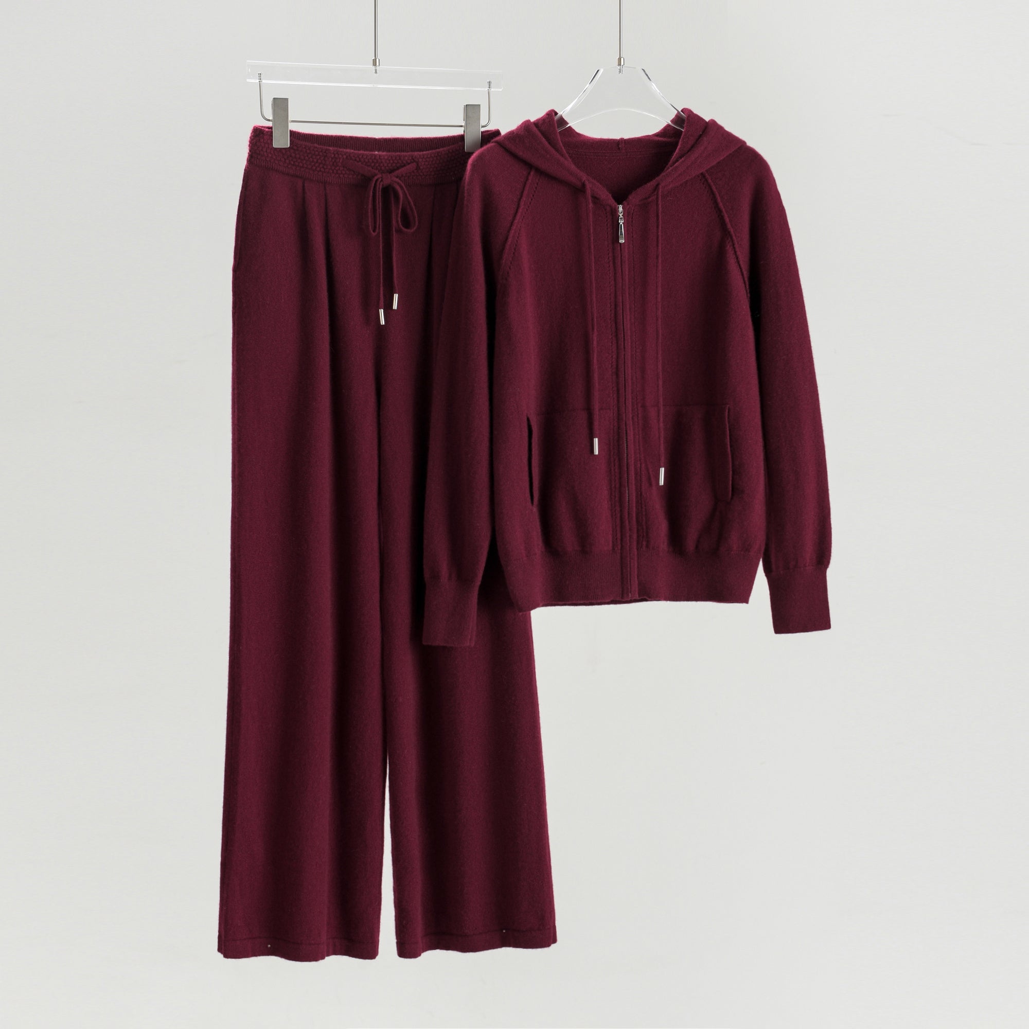Hooded Zip-Up Cardigan Loose Pants