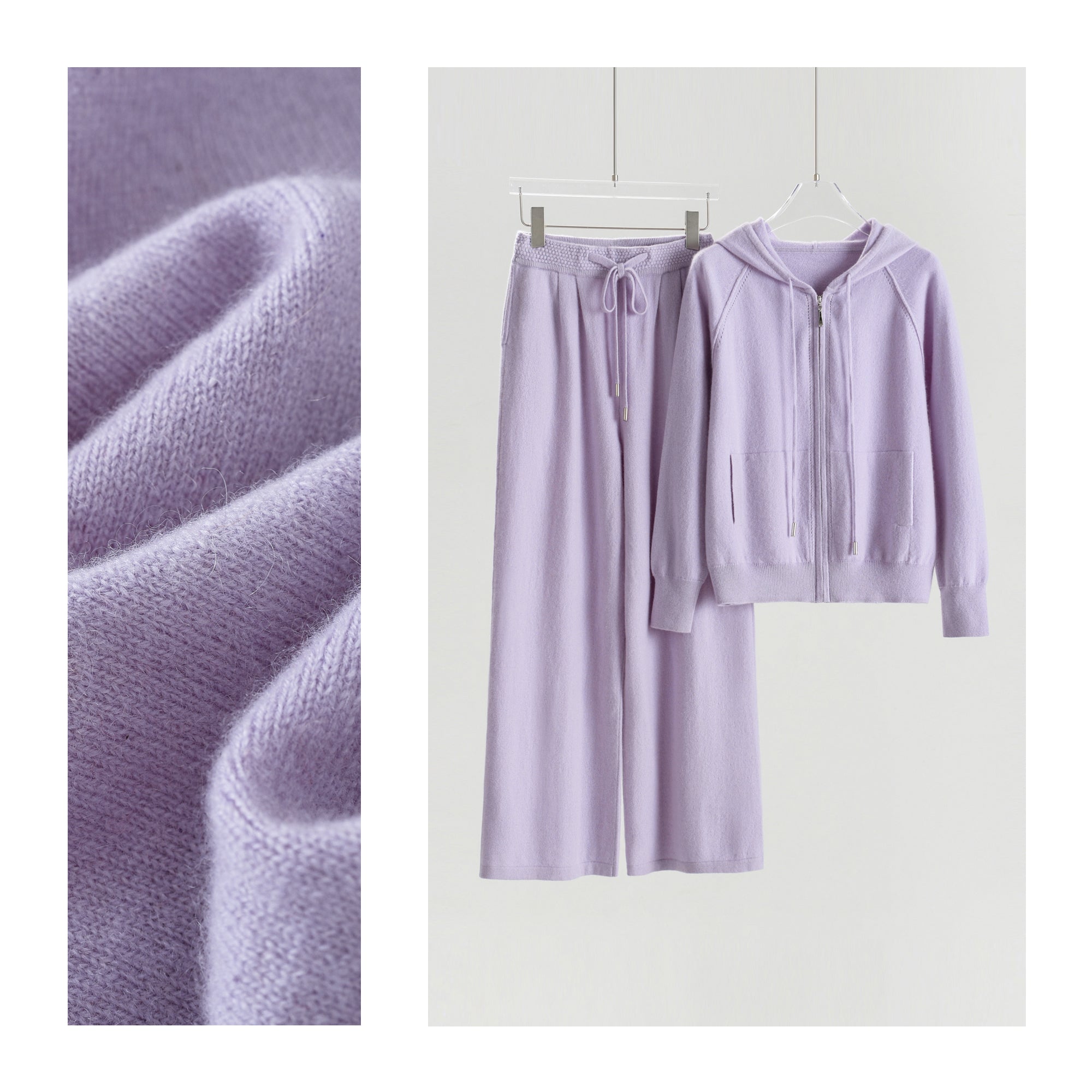 Hooded Zip-Up Cardigan Loose Pants