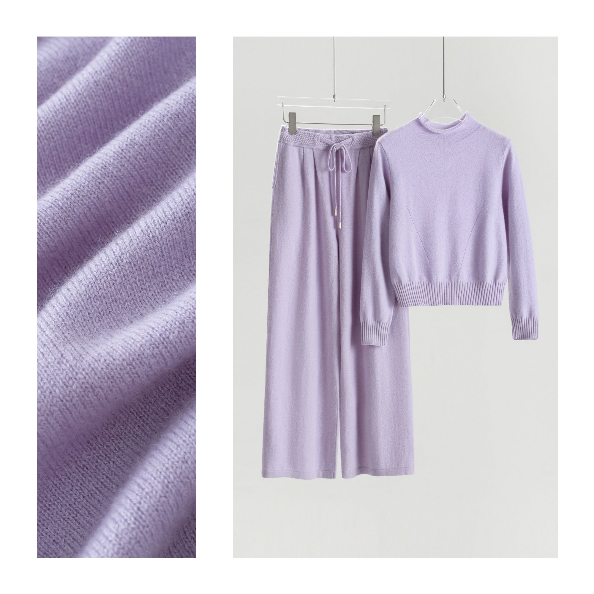 Self-neck Mesh Pullover Straight-leg Pants