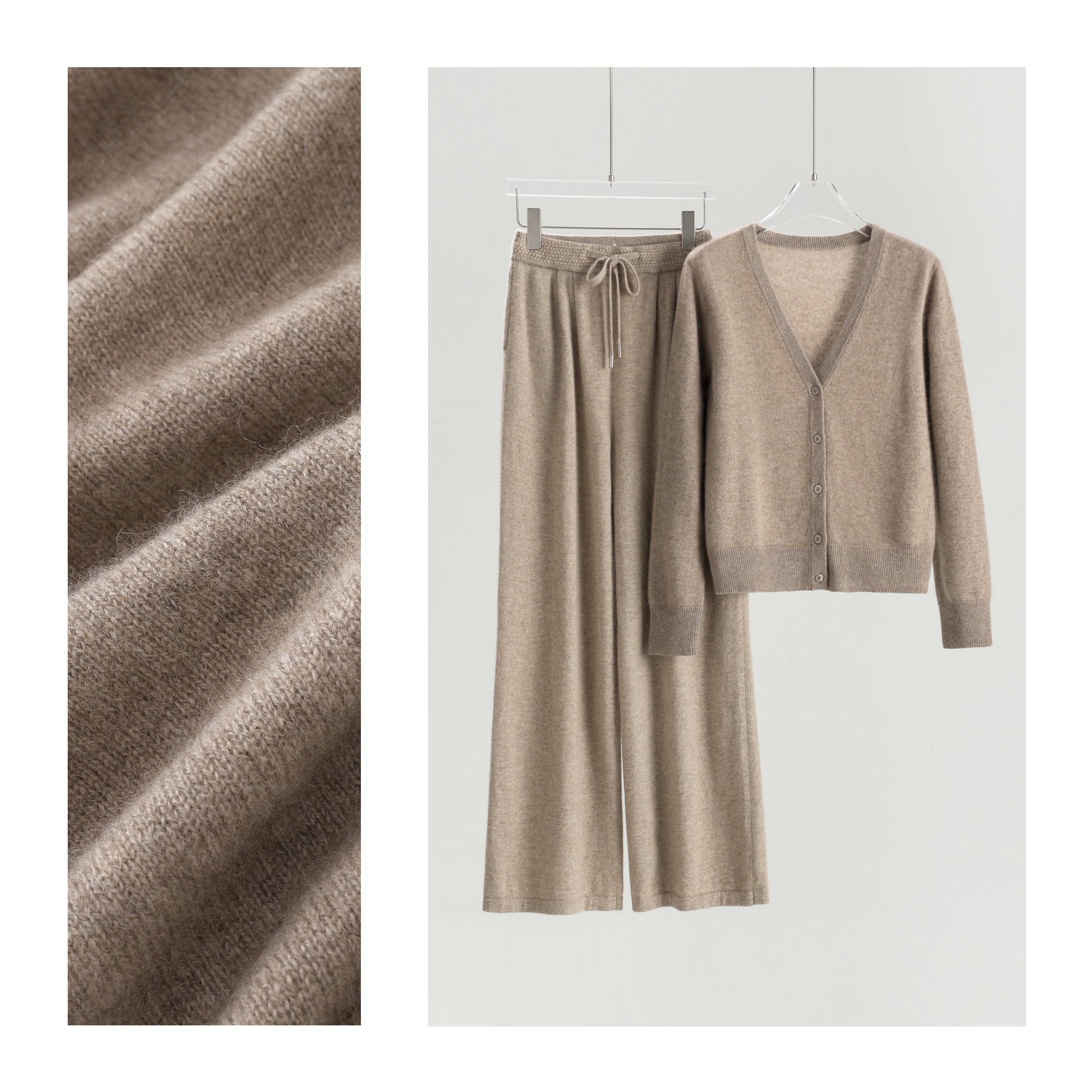 V-neck Cardigan Loose Trousers