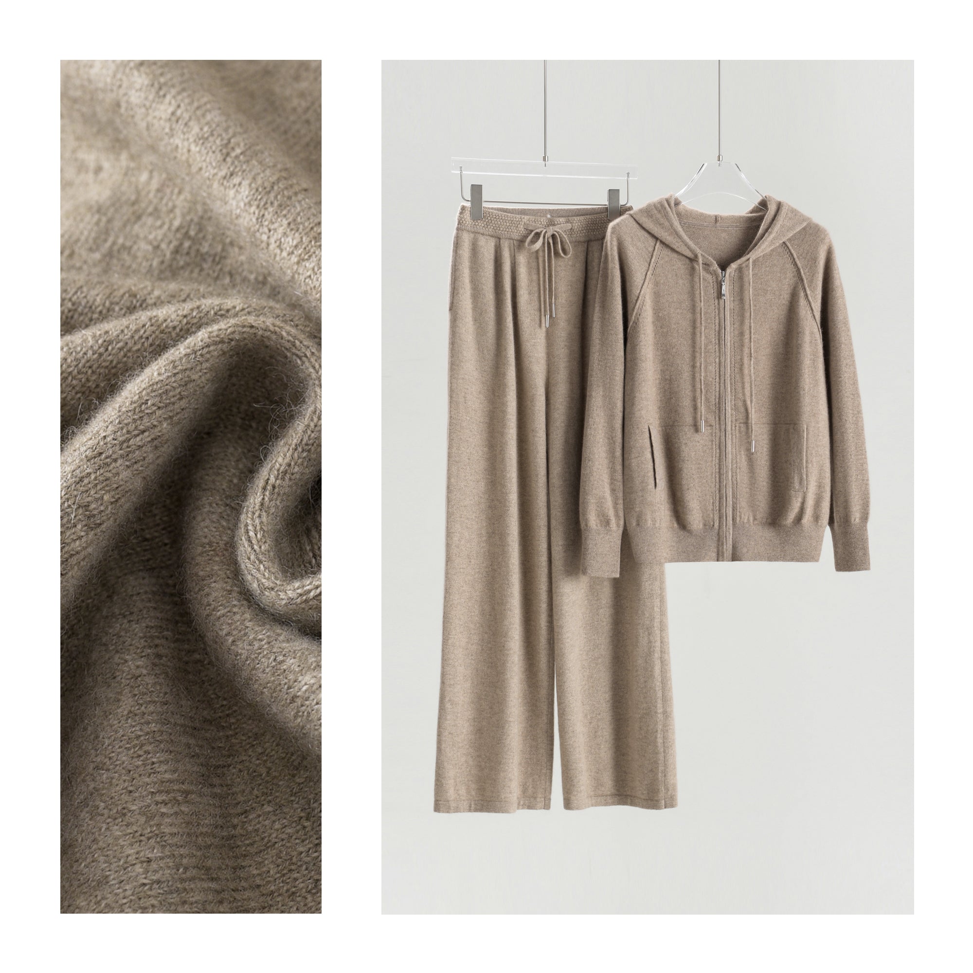 Hooded Zip-Up Cardigan Loose Pants