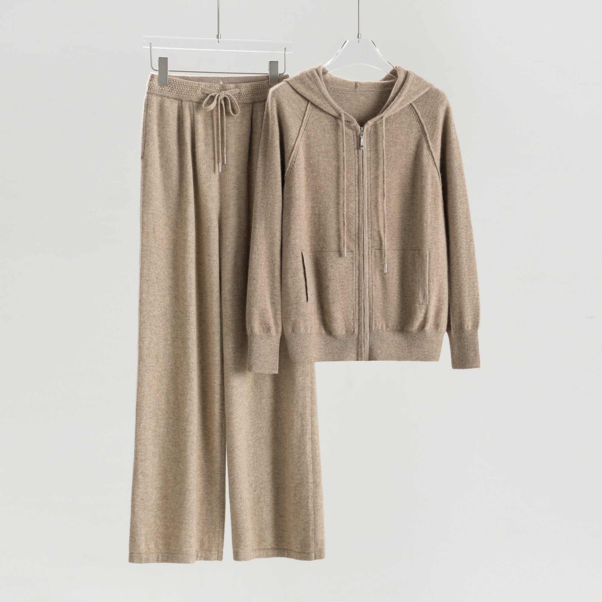 Hooded Zip-Up Cardigan Loose Pants