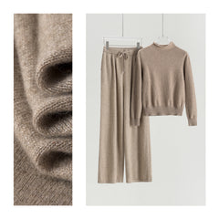 Self-neck Mesh Pullover Straight-leg Pants