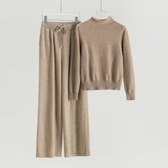Self-neck Mesh Pullover Straight-leg Pants