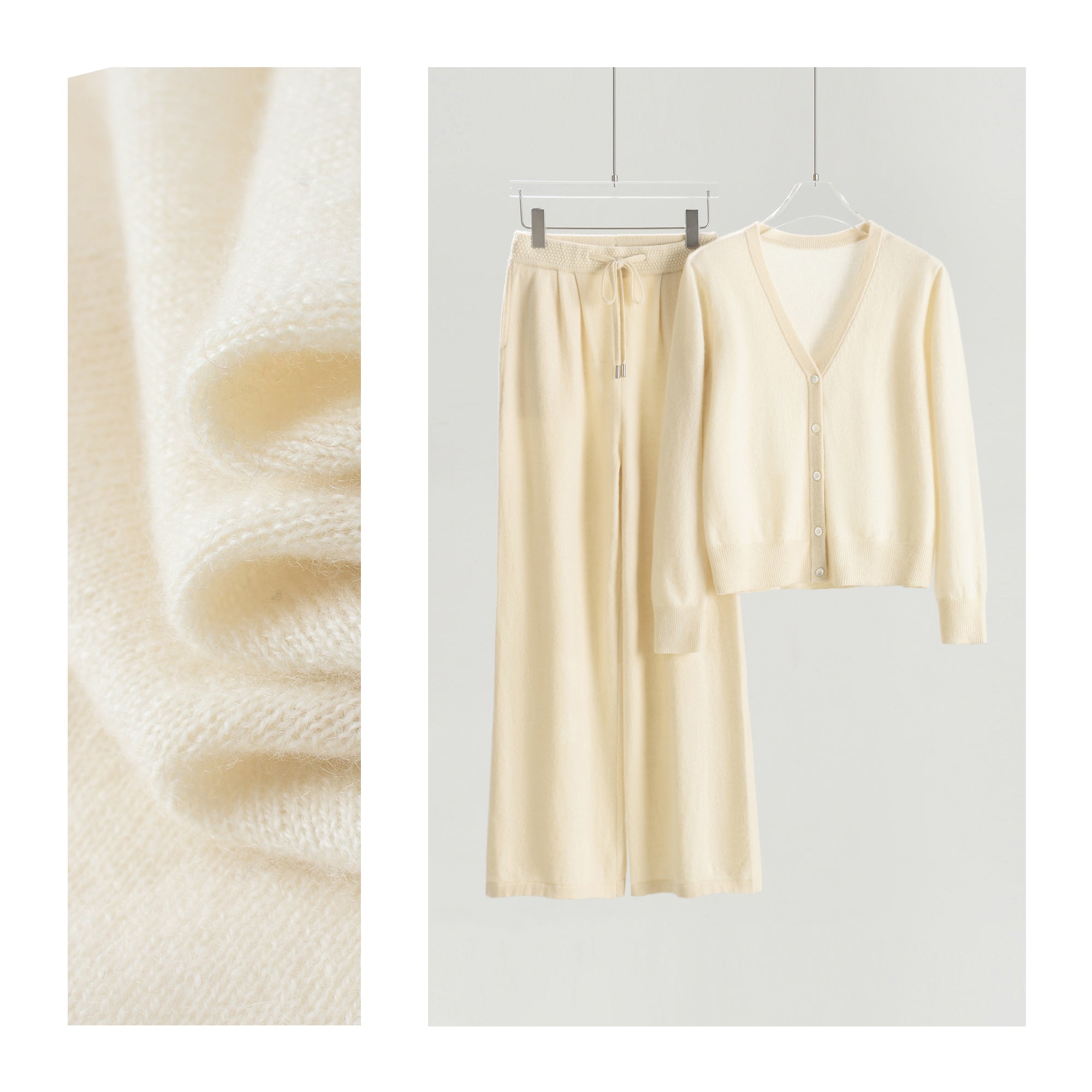 V-neck Cardigan Loose Trousers