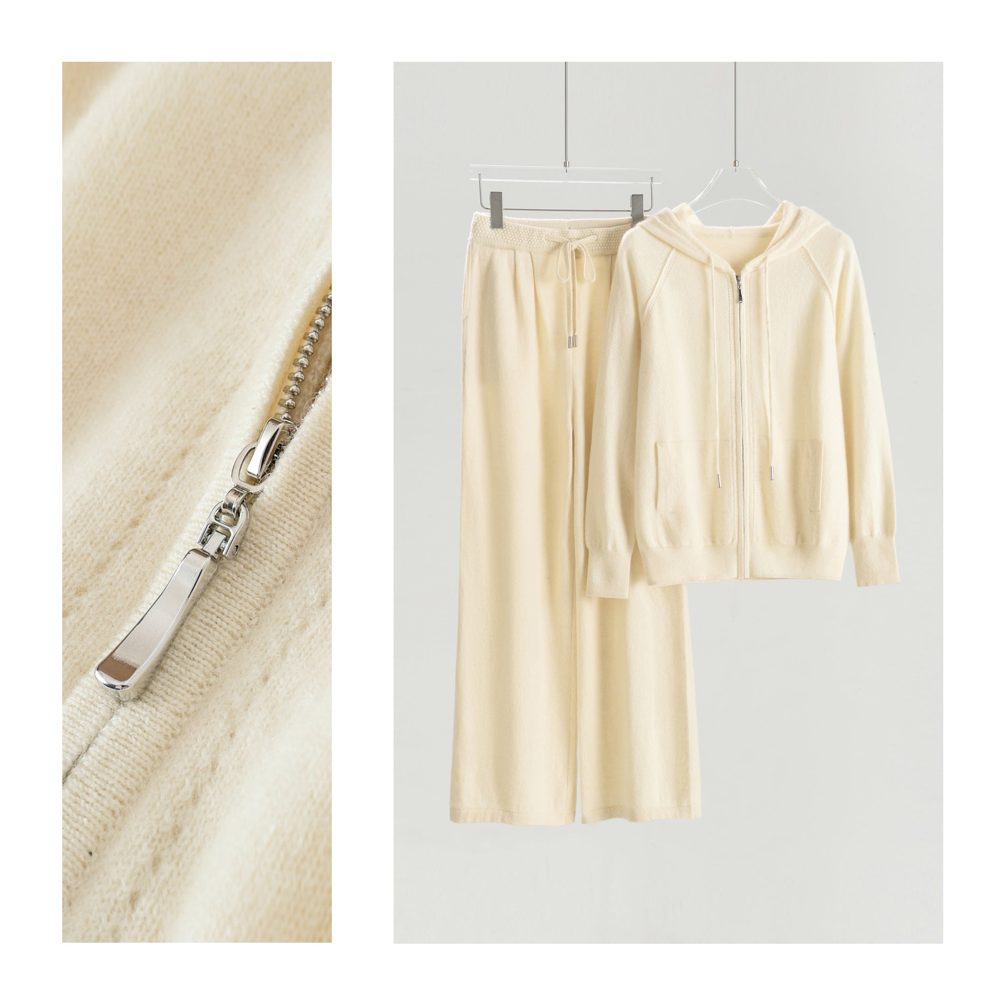 Hooded Zip-Up Cardigan Loose Pants