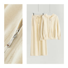 Hooded Zip-Up Cardigan Loose Pants