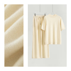 Half Turtleneck Cashmere Short Sleeve Loose Pants