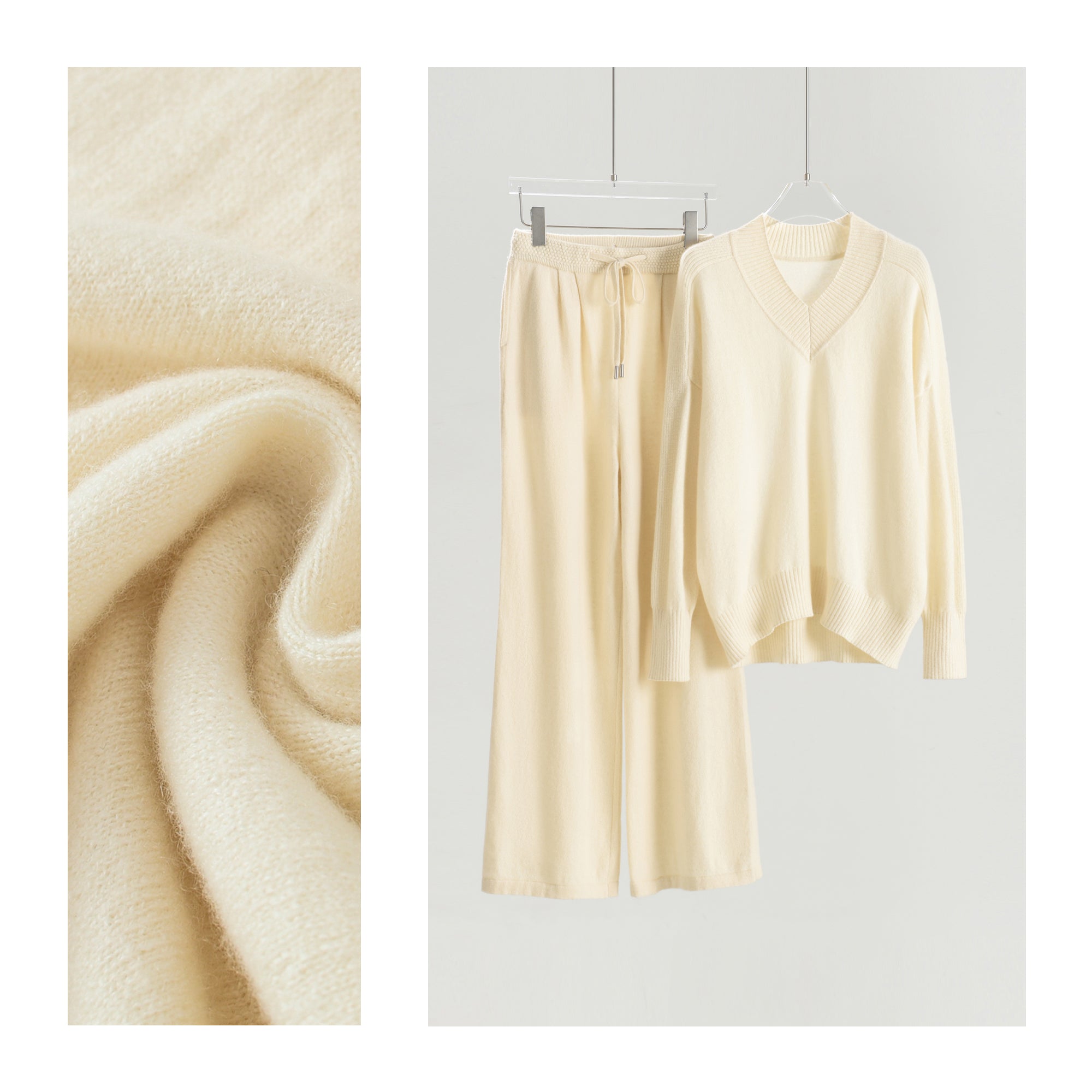 V-neck Pullover Wide-legPants Suit