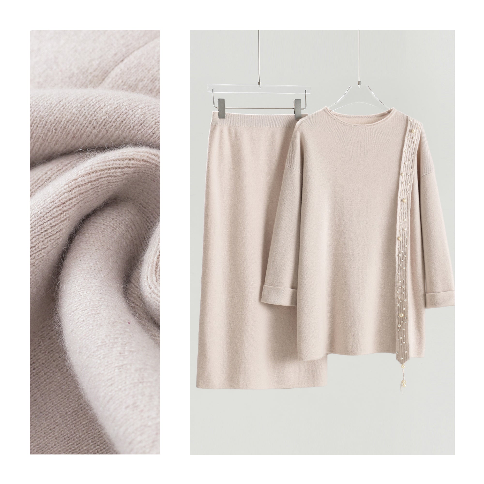 Boat Neck Pullover Slit Straight Skirt
