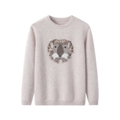 Children Round Neck Lion Pullover Cashmere Sweater