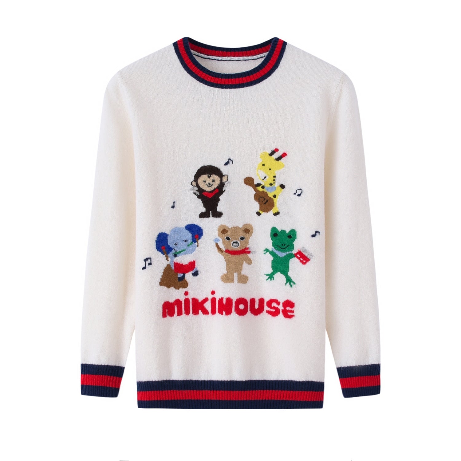 Children Jacquard Round Neck Musical Note Pullover Cashmere Sweater
