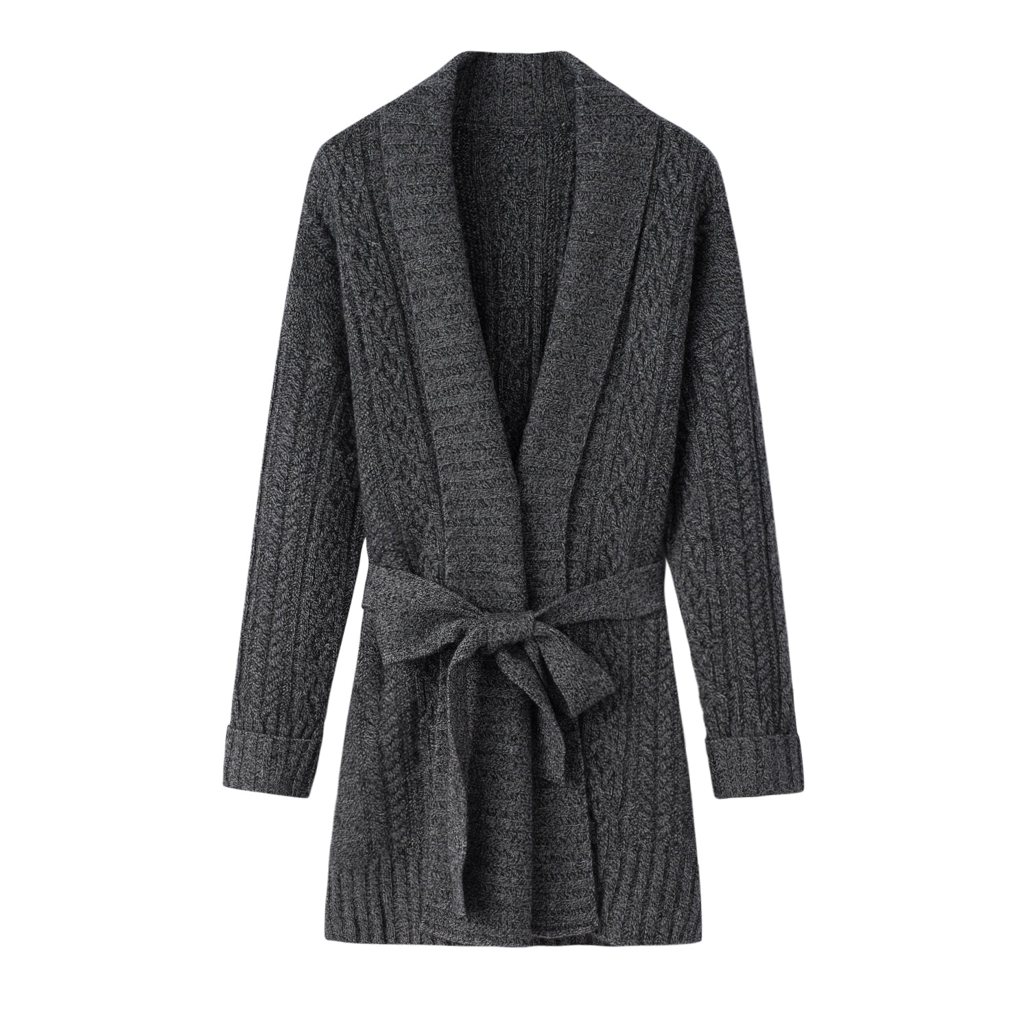 V-neck Cable Knit Long Cardigan For Women