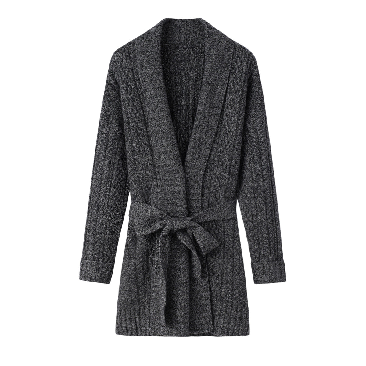 V-neck Cable Knit Long Cardigan For Women