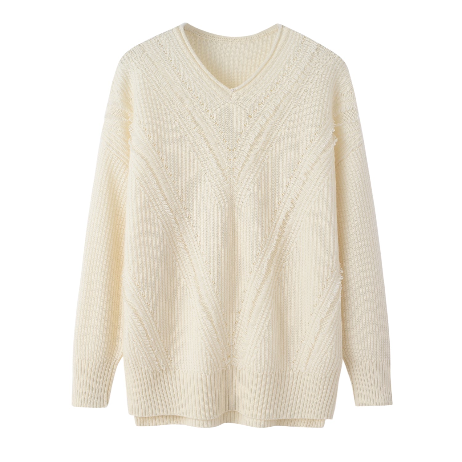 V-neck Single-line Fringe Pullover