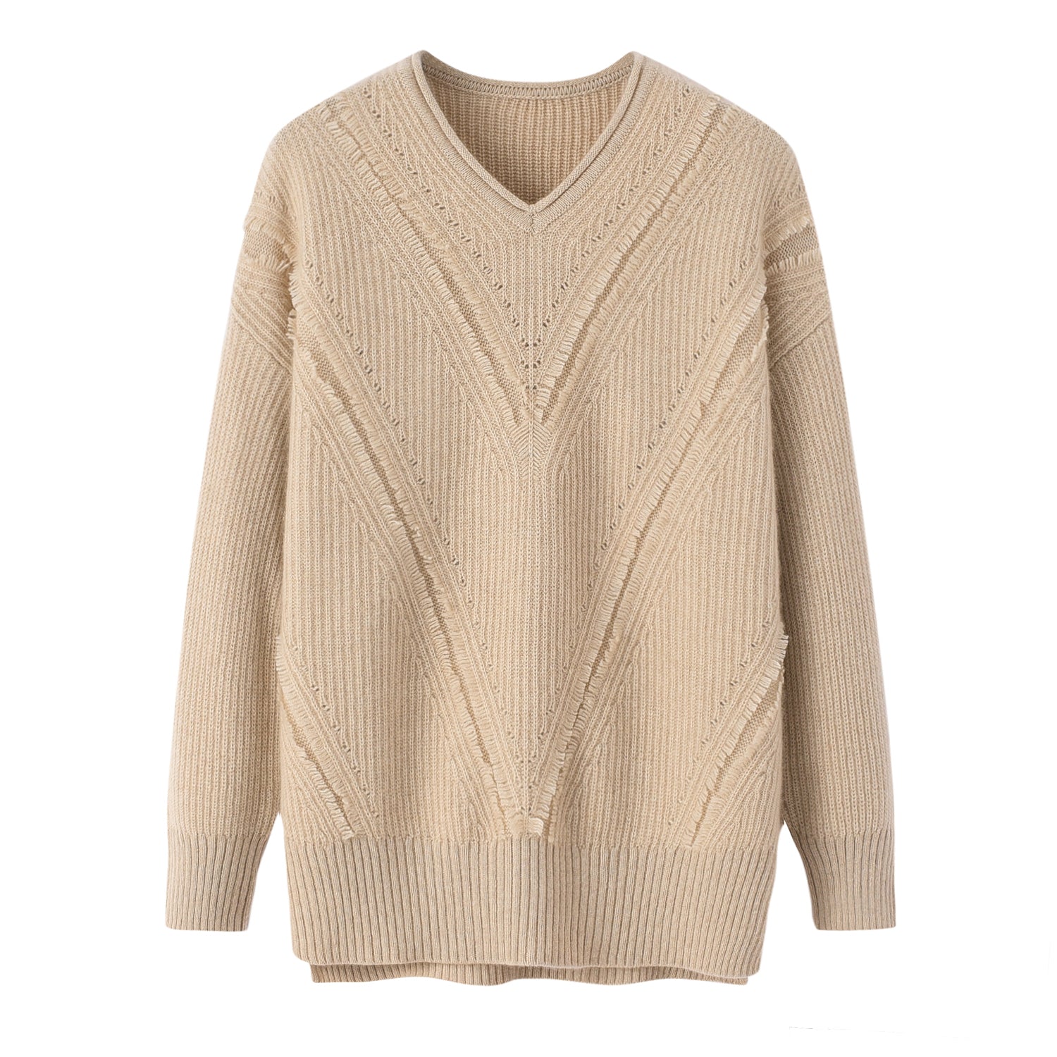 V-neck Single-line Fringe Pullover