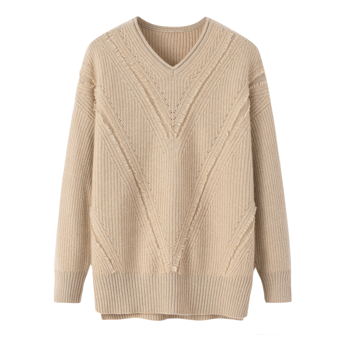 V-neck Single-line Fringe Pullover