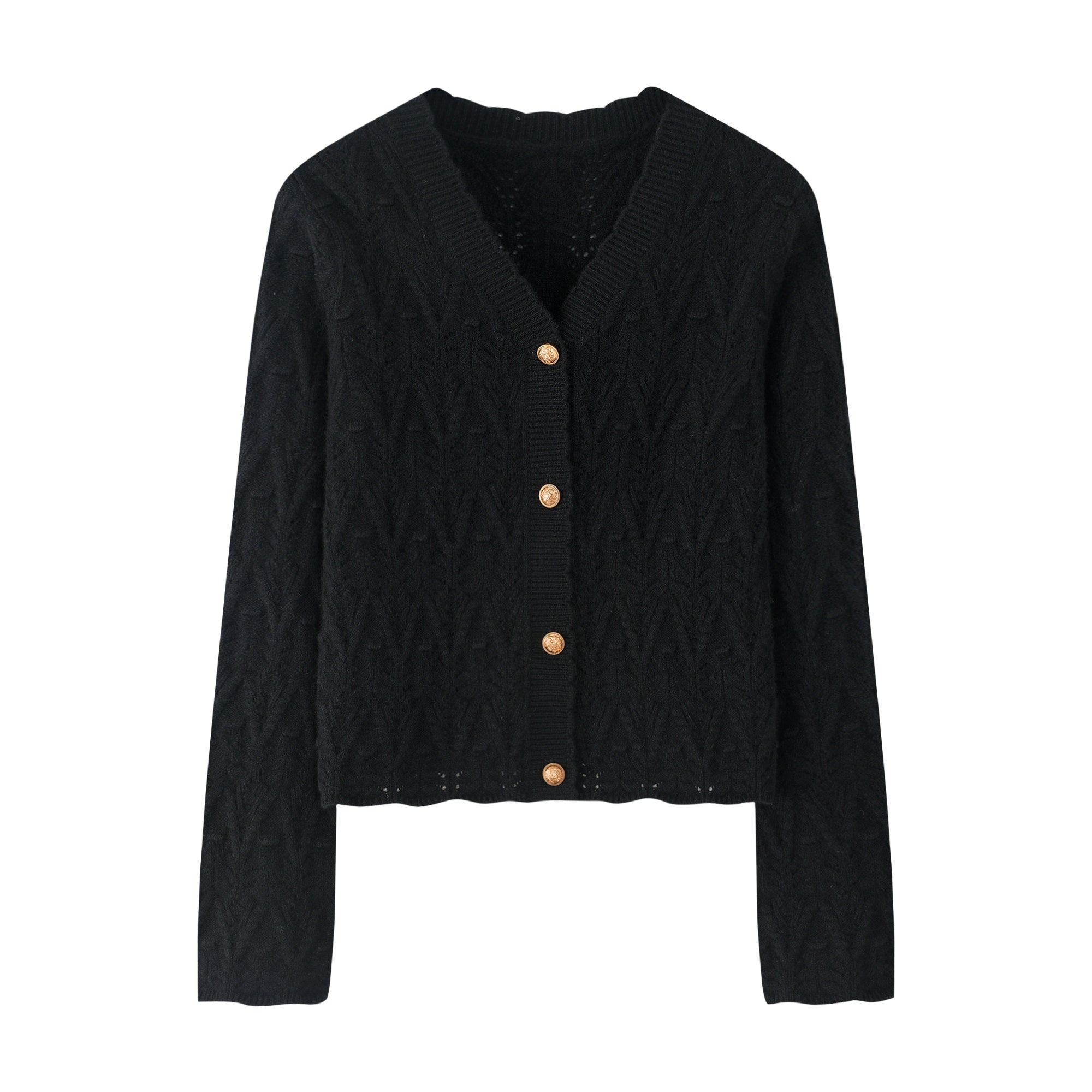 V-Neck Thickened Mesh Cable Cardigan