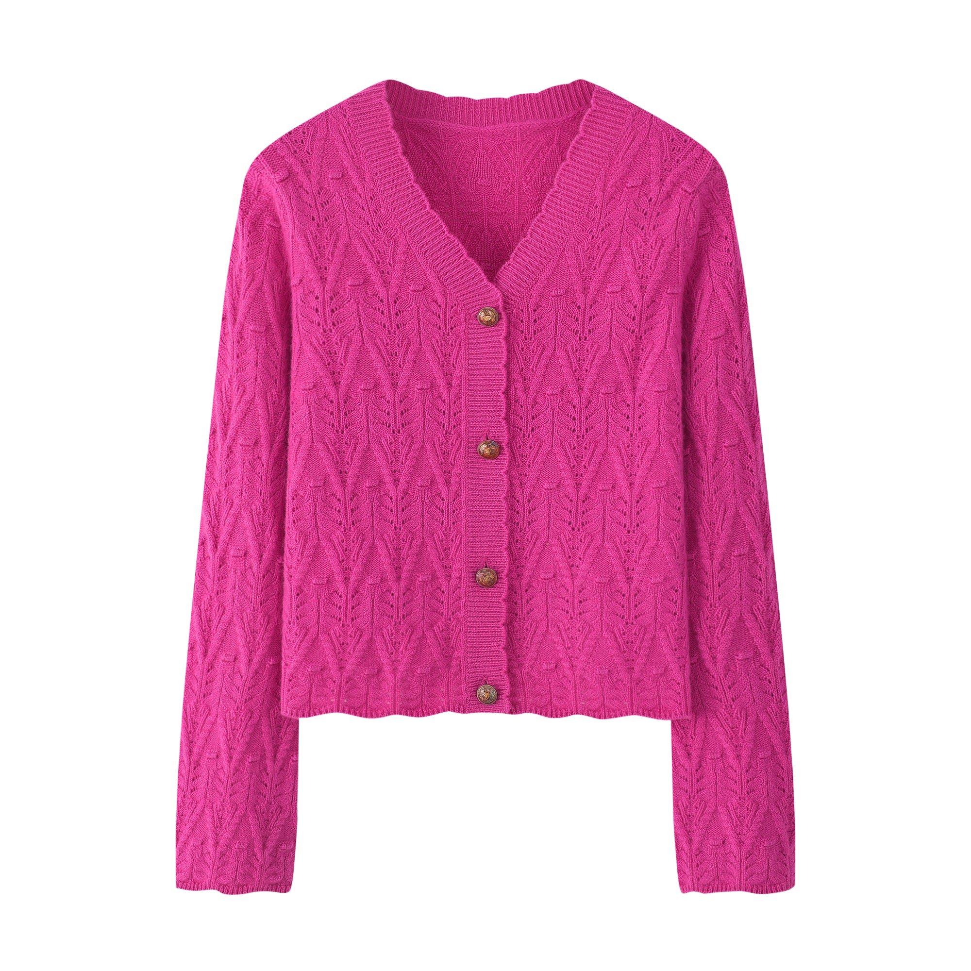 V-Neck Thickened Mesh Cable Cardigan