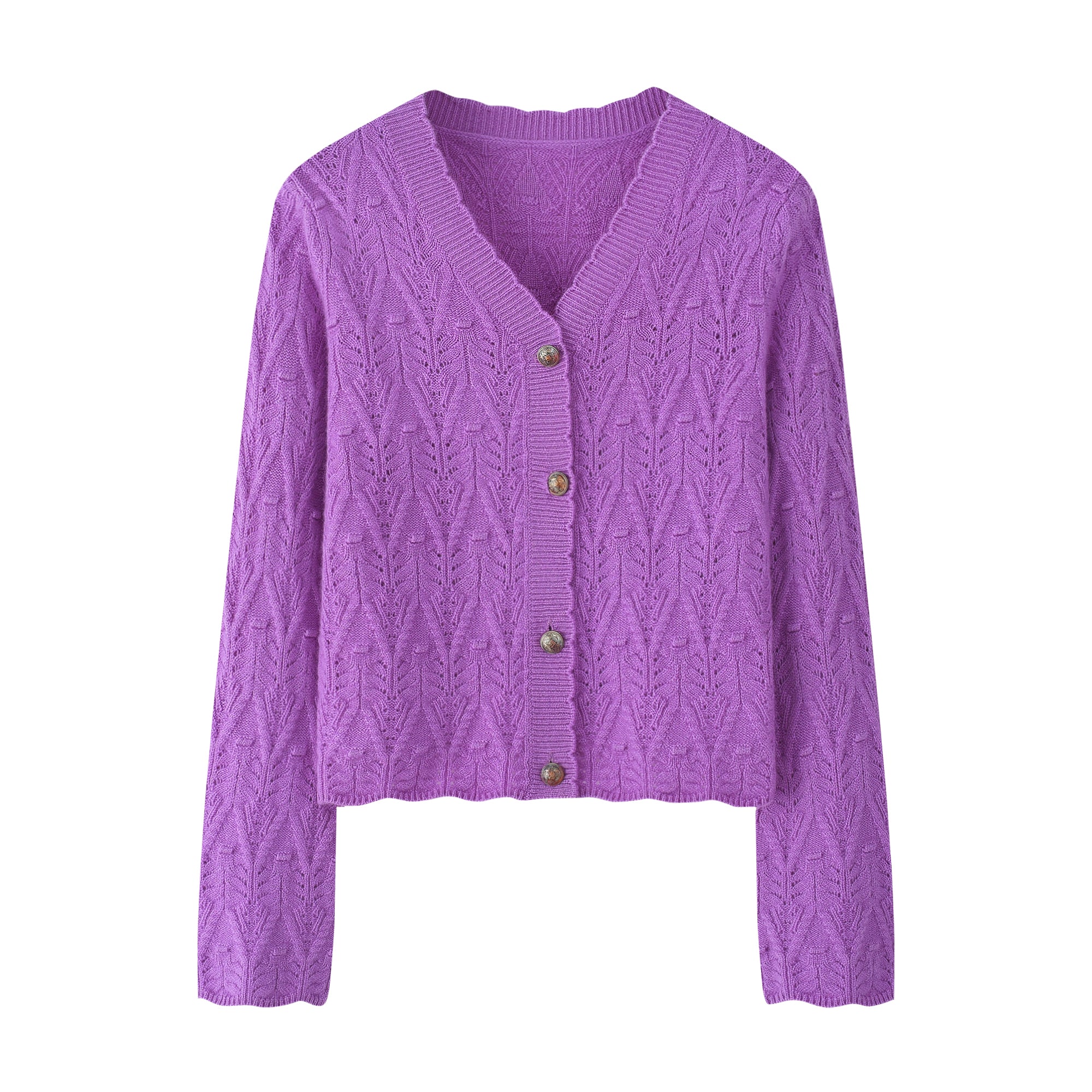 V-Neck Thickened Mesh Cable Cardigan