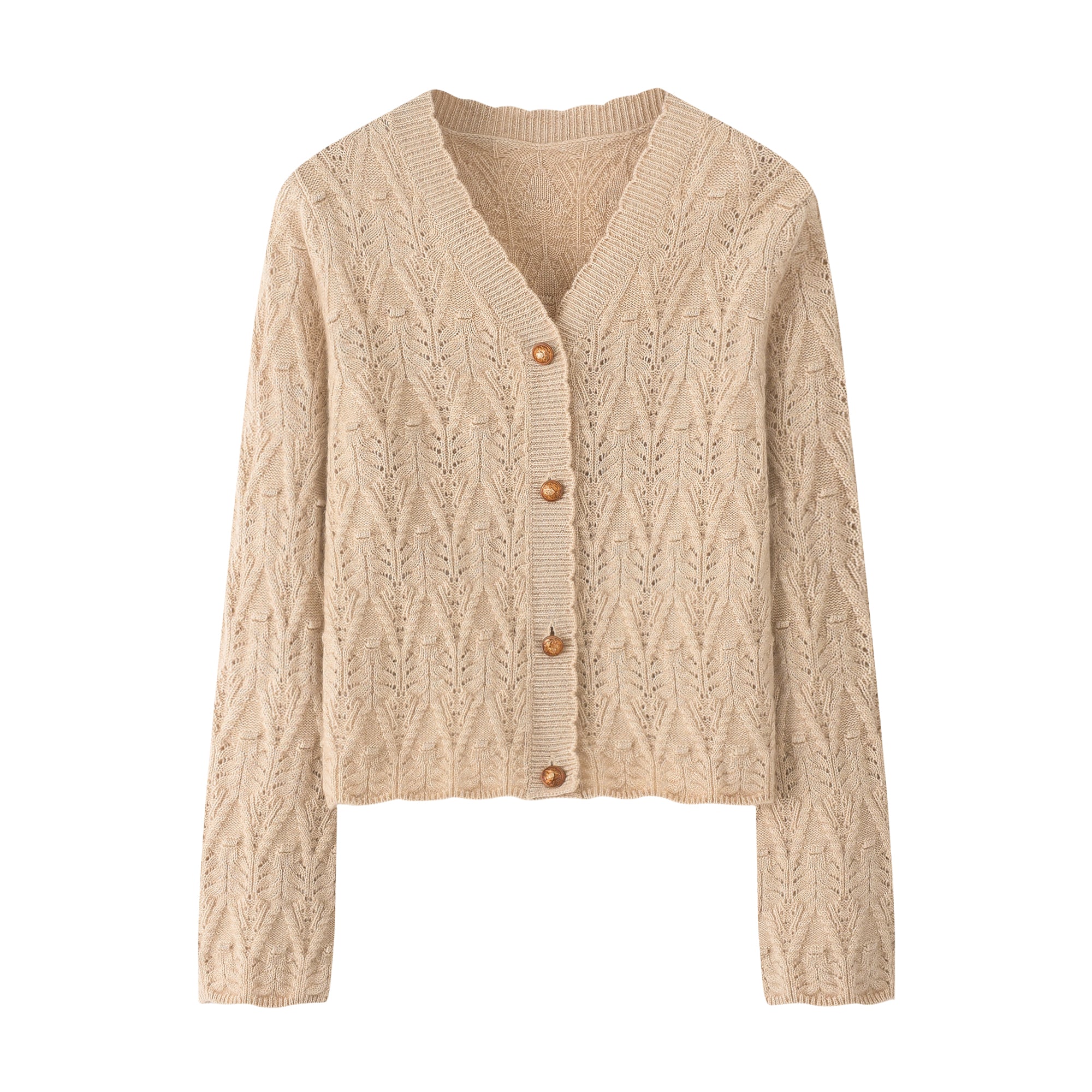 V-Neck Thickened Mesh Cable Cardigan