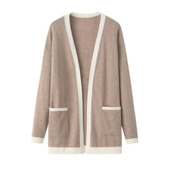 V-neck mid-length women's cardigan