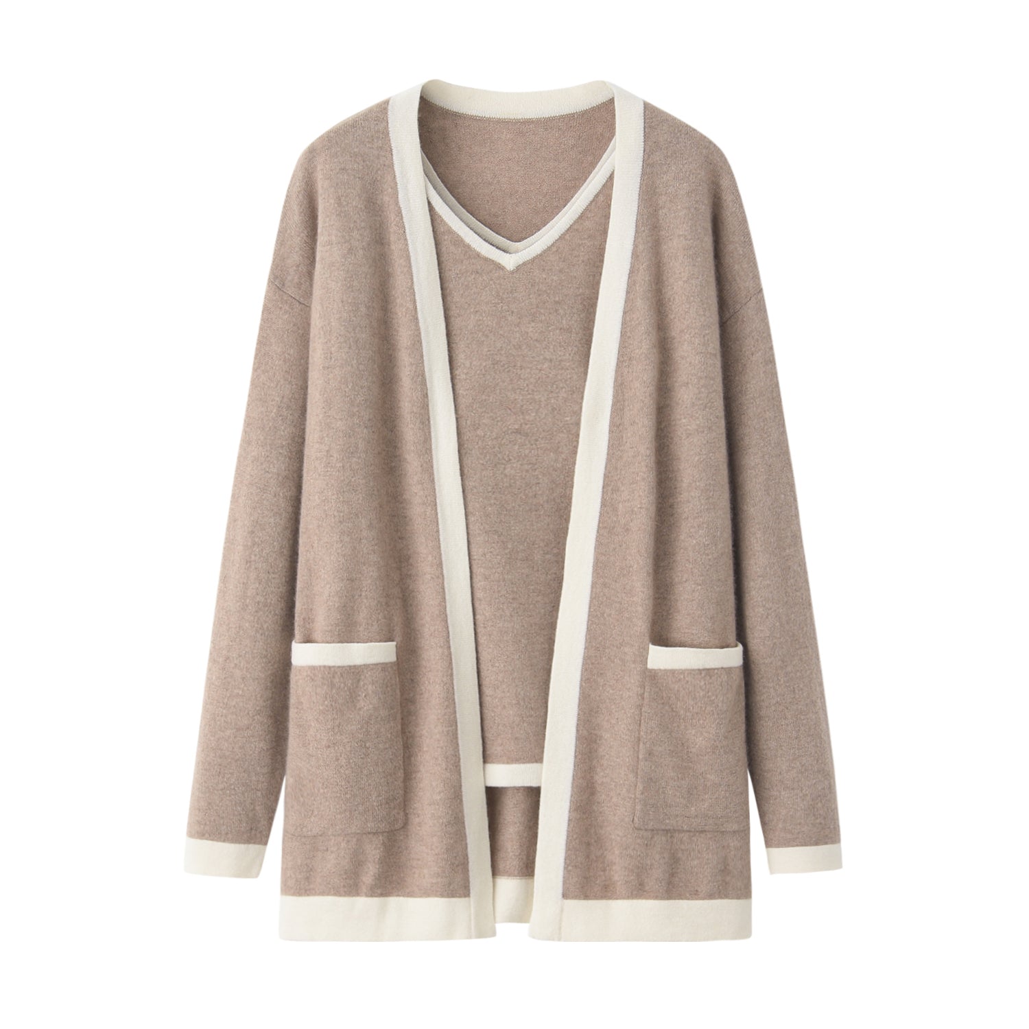 V-neck mid-length women's cardigan