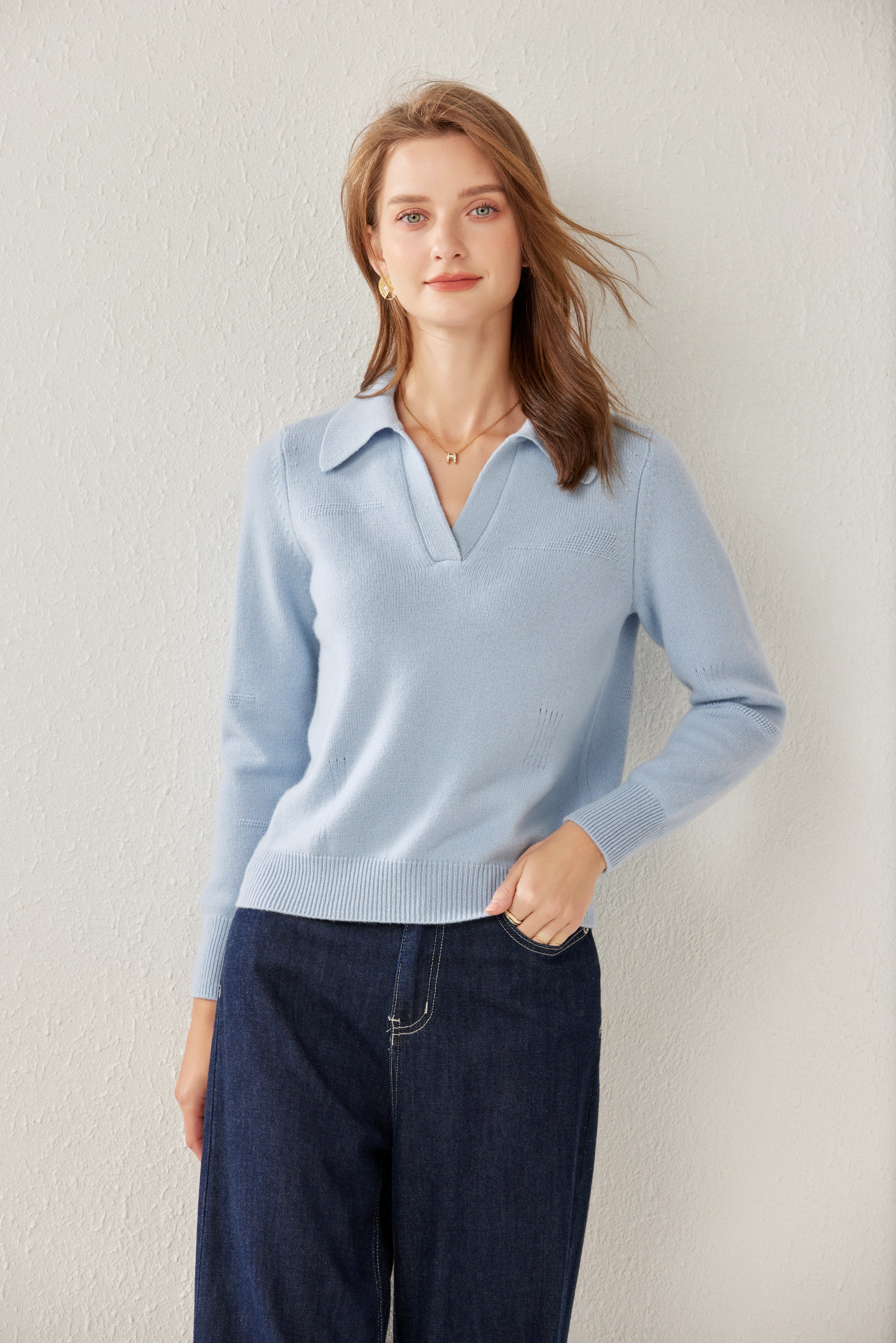 Lapel Thickened Floral Pullover