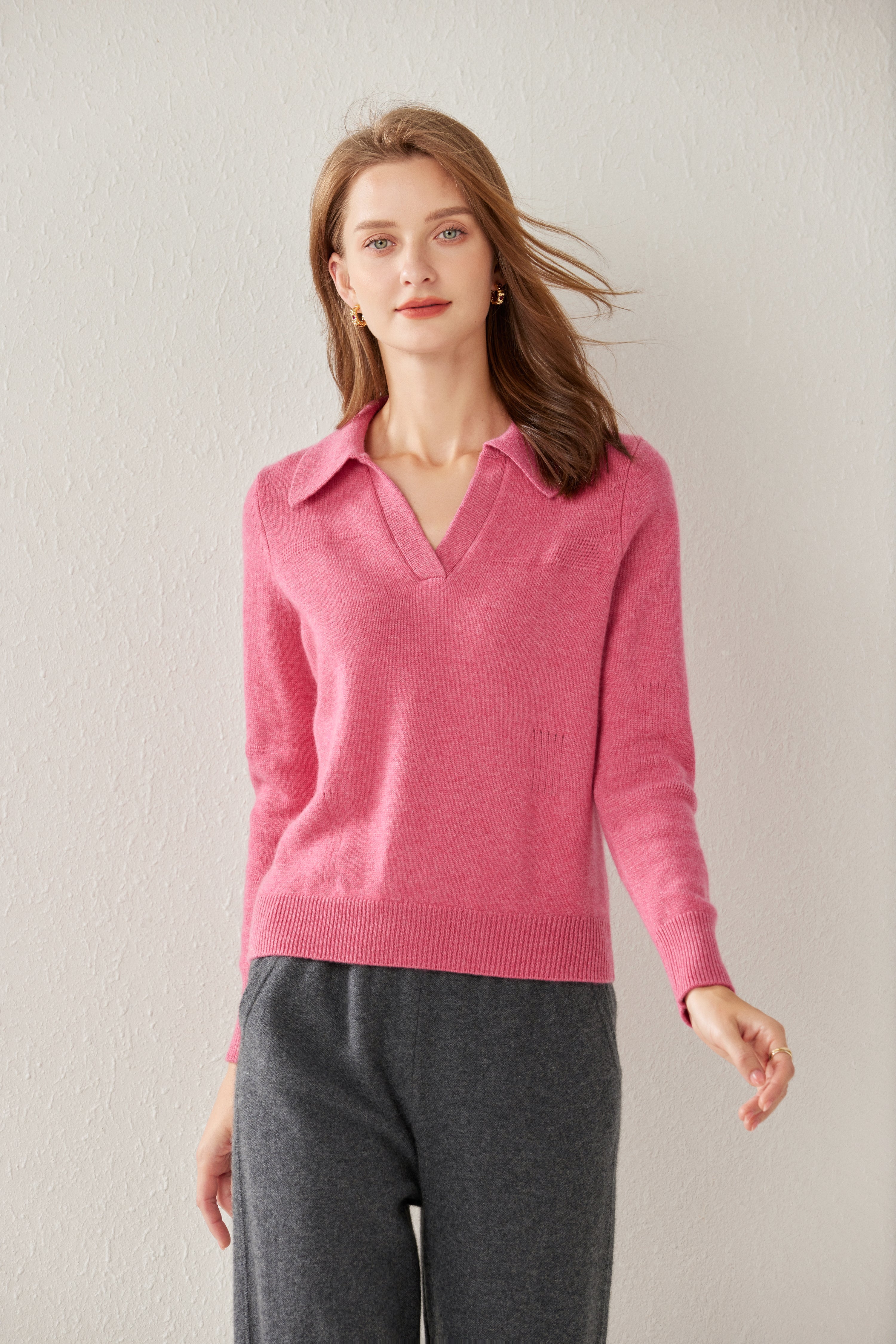 Lapel Thickened Floral Pullover