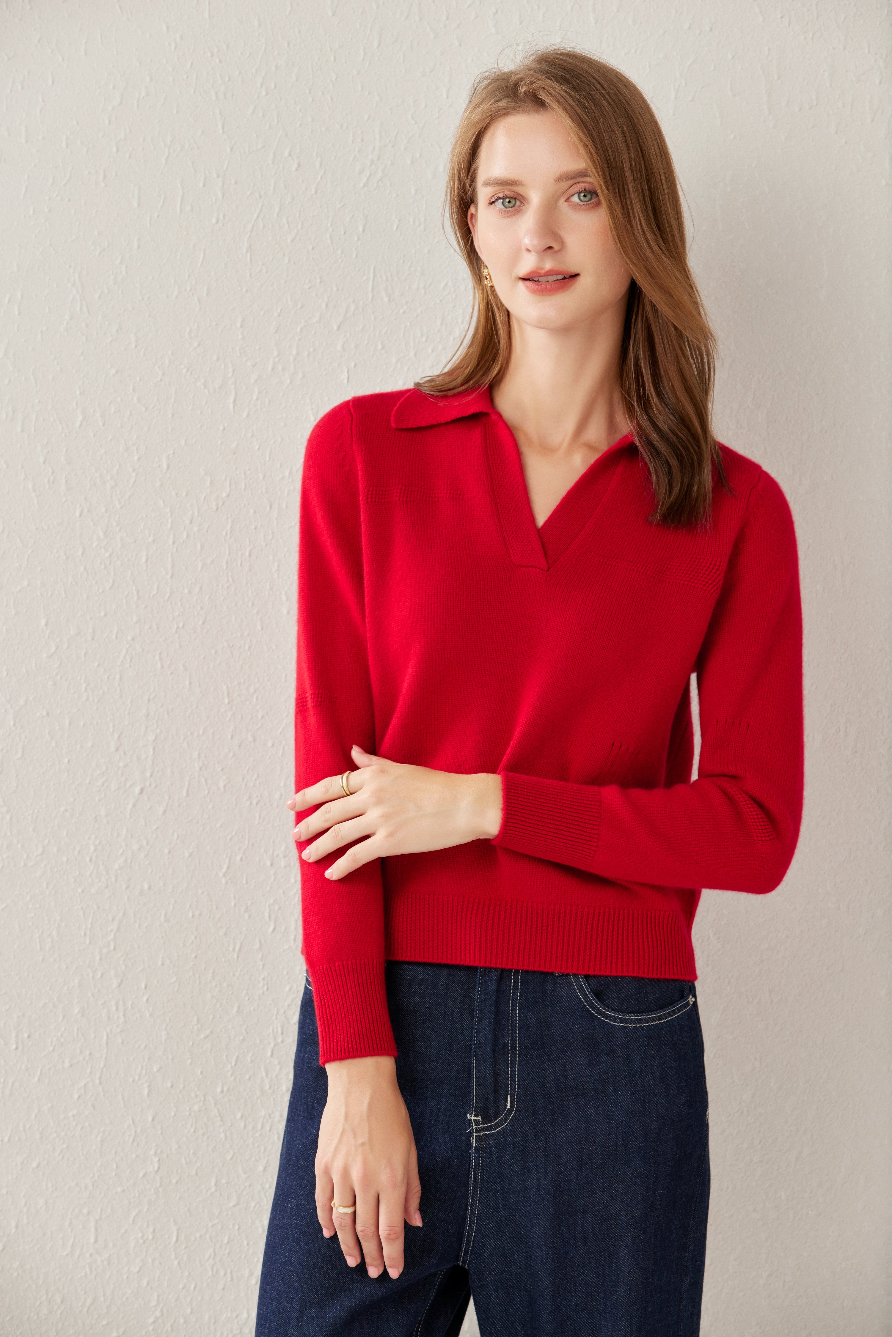 Lapel Thickened Floral Pullover