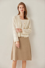 V-Neck Thickened Mesh Cable Cardigan