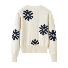Round Neck Jacquard Cashmere Sweater