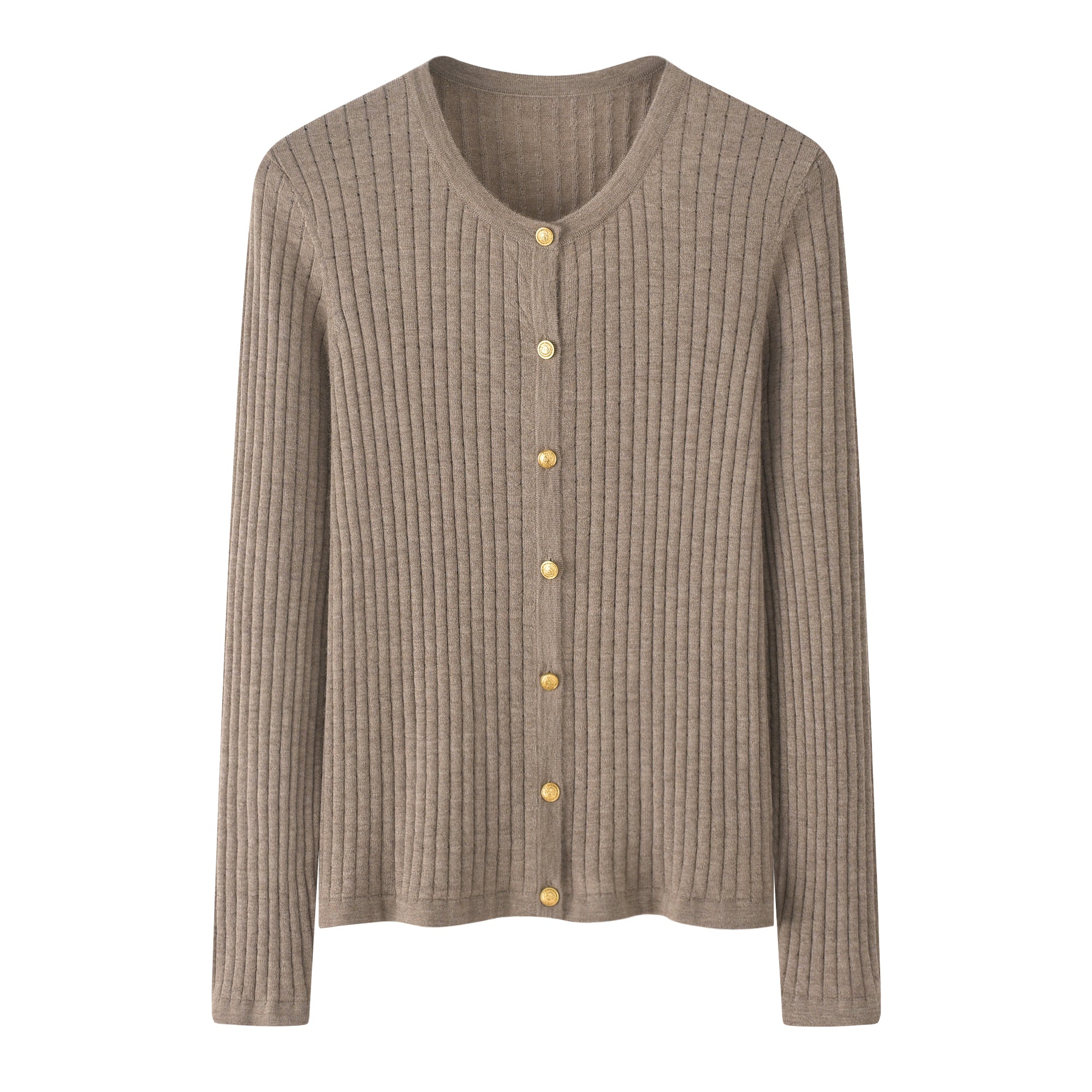 Worsted Crew Neck Cardigan