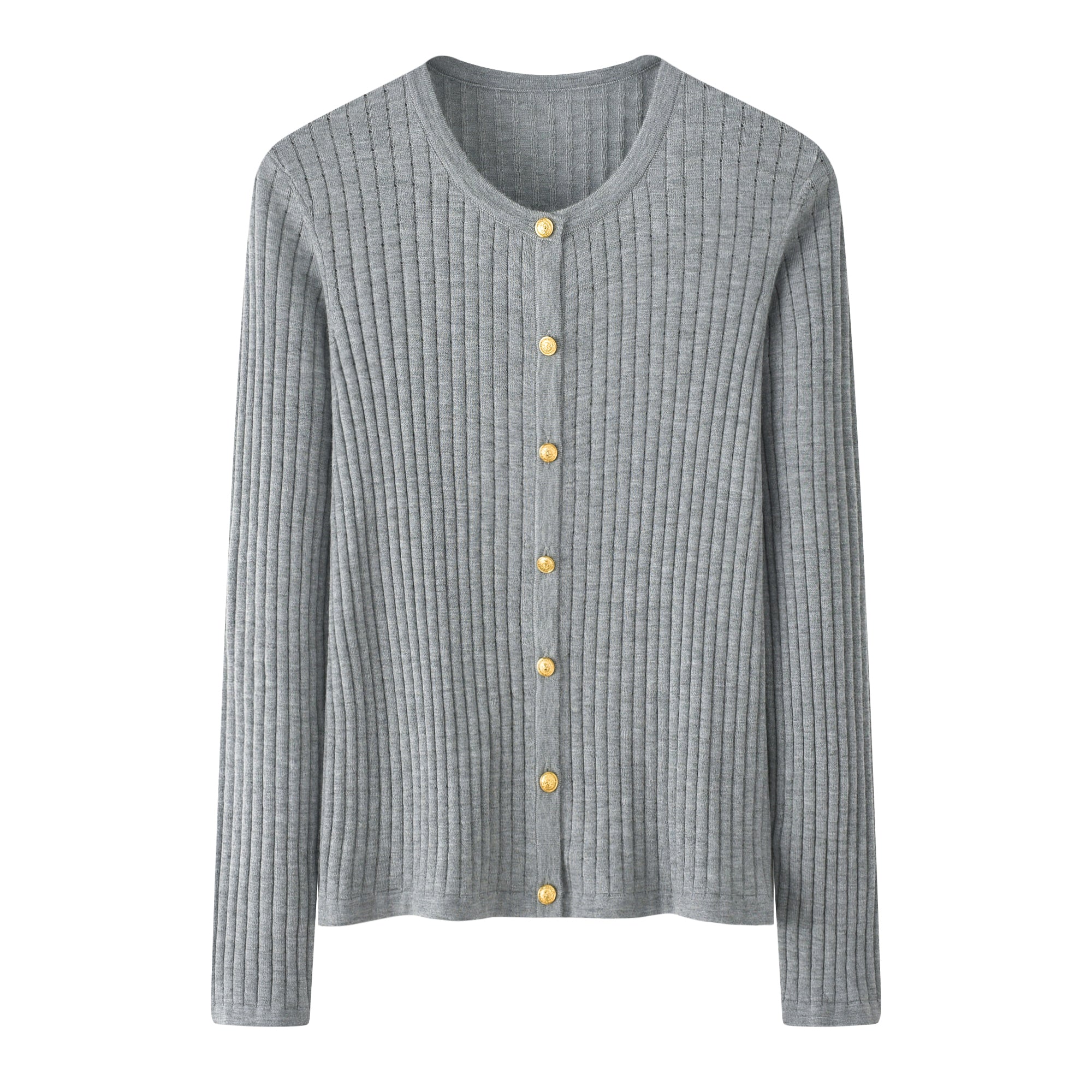 Worsted Crew Neck Cardigan